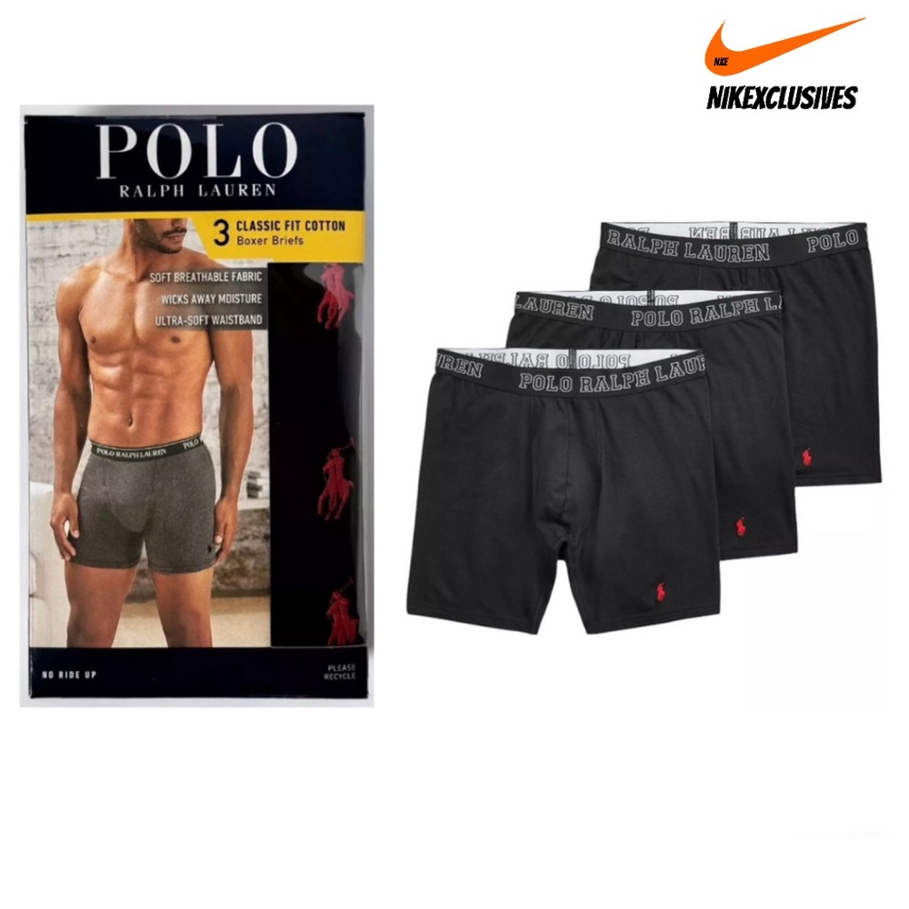 NEW Polo Ralph Lauren Men’s Classic Fit Cotton Boxer Briefs 3-Pack